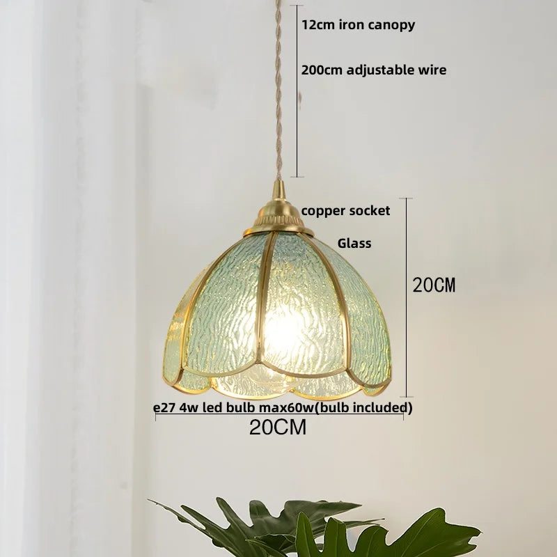 Afralia™ Copper Wire Glass Pendant Lamp Adjustable Vintage Style for Coffee Bar & Aisle