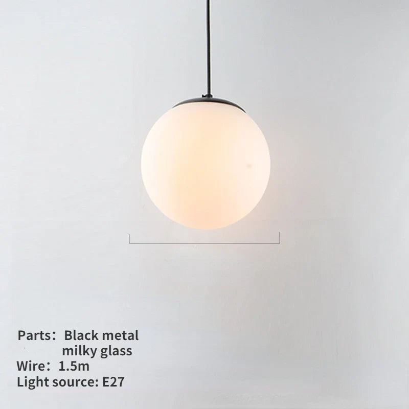 Afralia™ Nordic Glass Ball Pendant Light Modern White Restaurant Hanging Lamps Bedroom LED