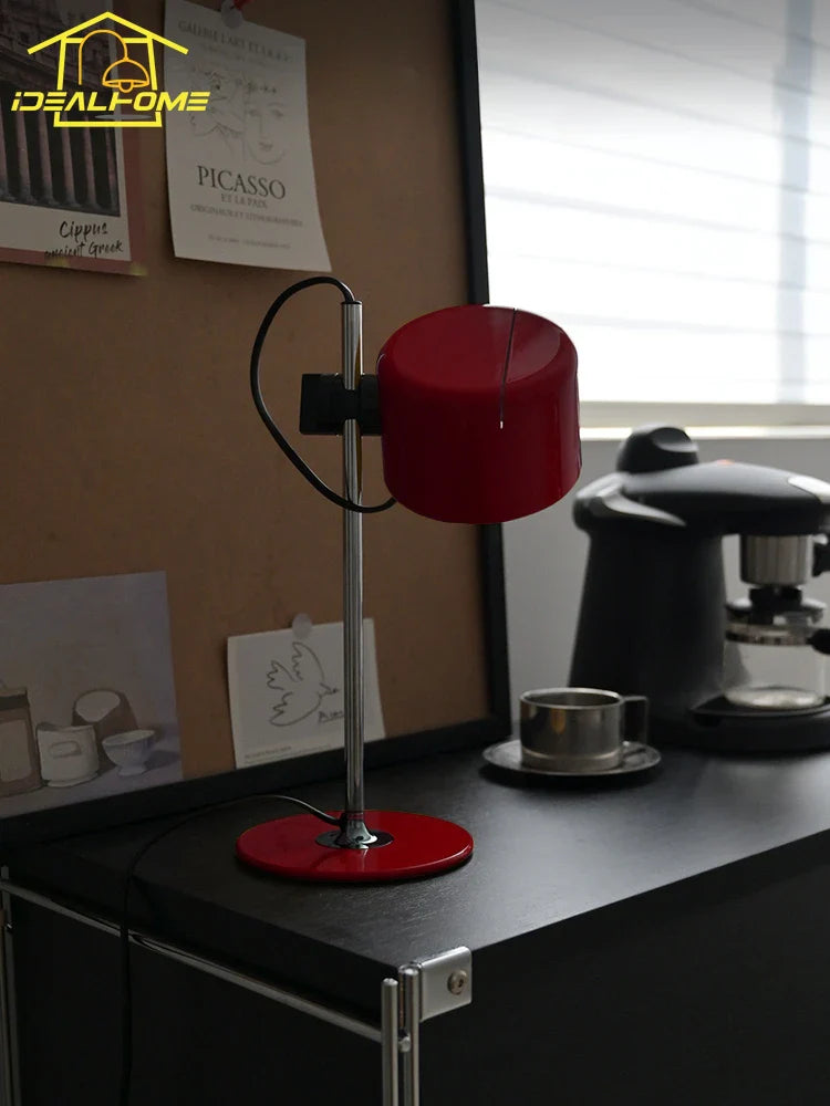 Afralia™ Mini Coupe LED Desk Lamp Iron Art Adjustable Lifting Black/White/Red/Yellow