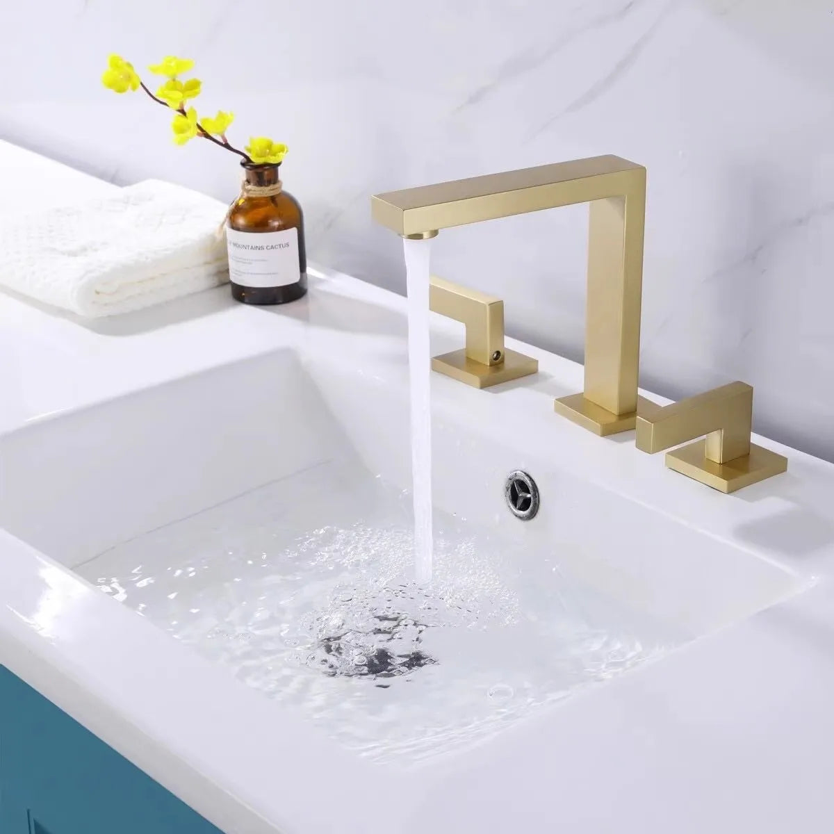 Afralia™ Brass Black Basin Faucet | Antique Waterfall Sink Faucet | Hot & Cold 3-Hole Faucet