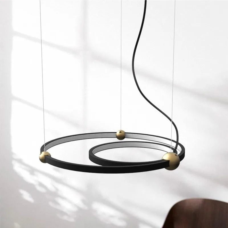 Afralia™ Modern Black LED Pendant Light Chandelier for Home Decoration