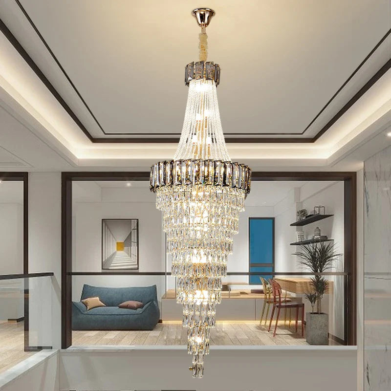 Afralia™ Crystal Chandelier: High-End Duplex & Spiral Staircase Light for Luxury Living Spaces