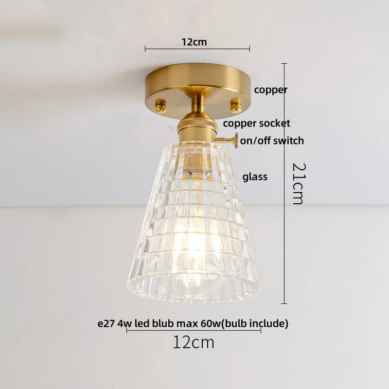 Afralia™ LED Copper Switch Ceiling Lamp Clear Glass Modern Home Decor