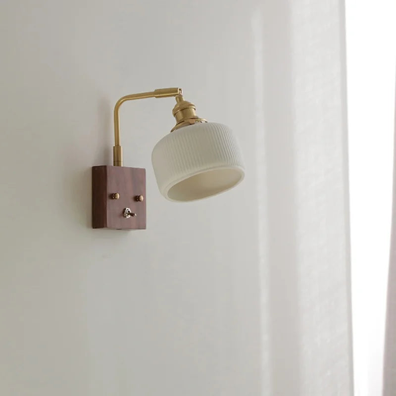 Afralia™ Ceramic LED Wall Light Fixture Reading Coffee Nordic Modern Rotatable Bedside Lamp