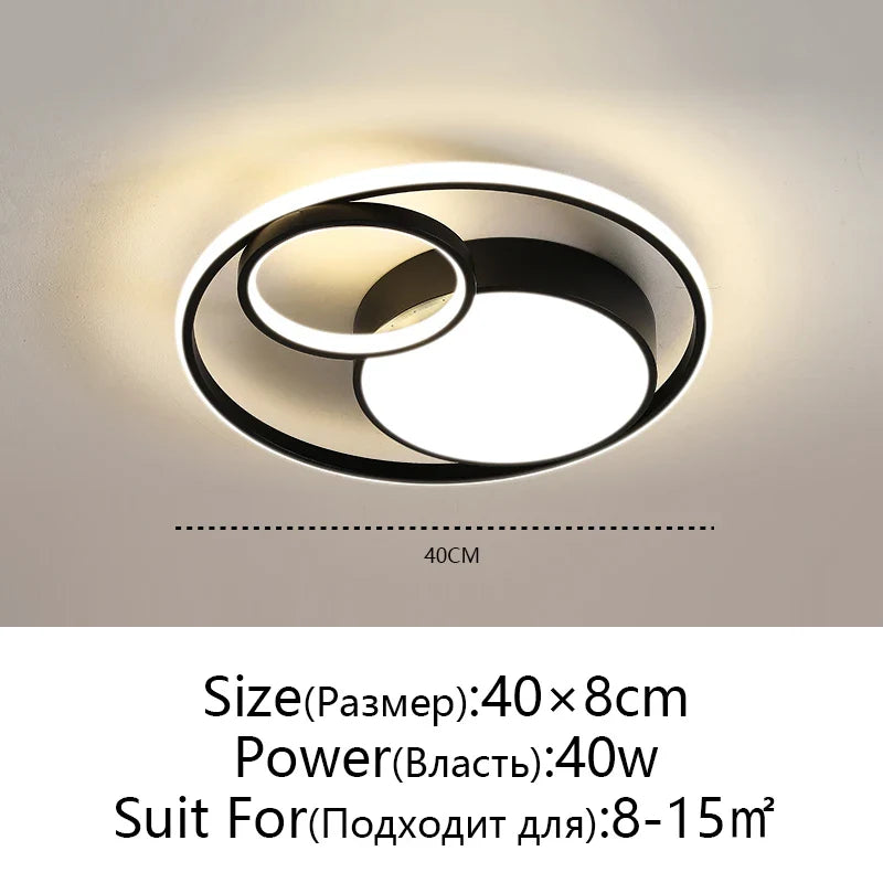 Afralia™ Black Modern LED Ceiling Lights, Dimmable Round Ring Light Fixtures for Living Room