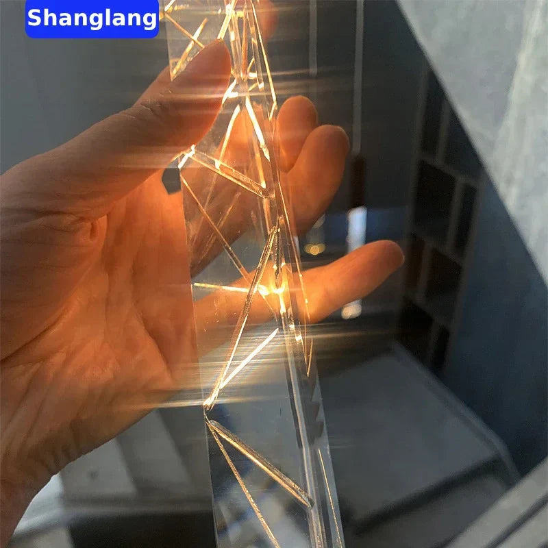 Afralia™ Crystal Chrome LED Chandelier: Luxury Duplex Stair Loft Pendant Light for Living Room