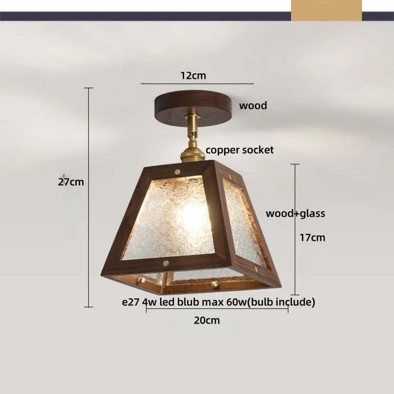 Afralia™ Vintage LED Ceiling Light Fixture Retro Flower Glass Copper Rotate Lamp