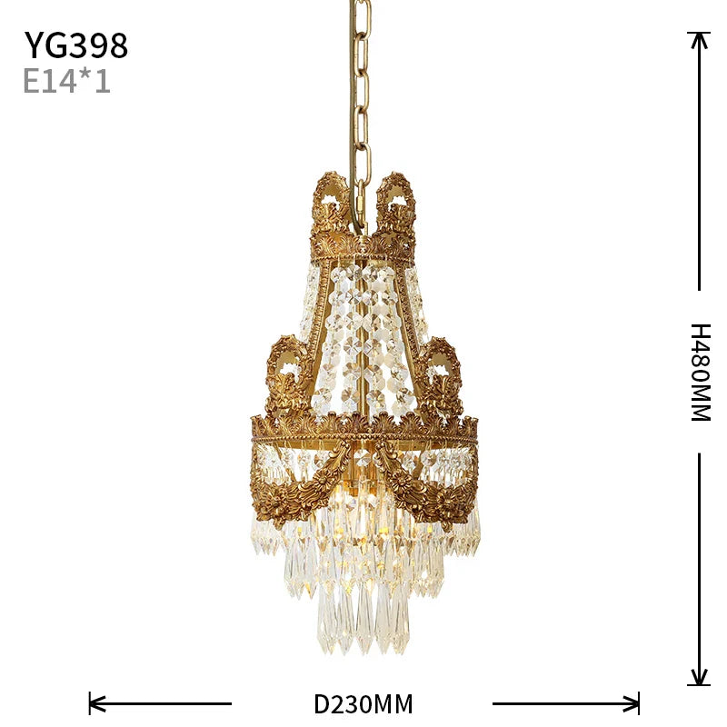Afralia™ Royal Crown Crystal Drop Pendant Chandelier