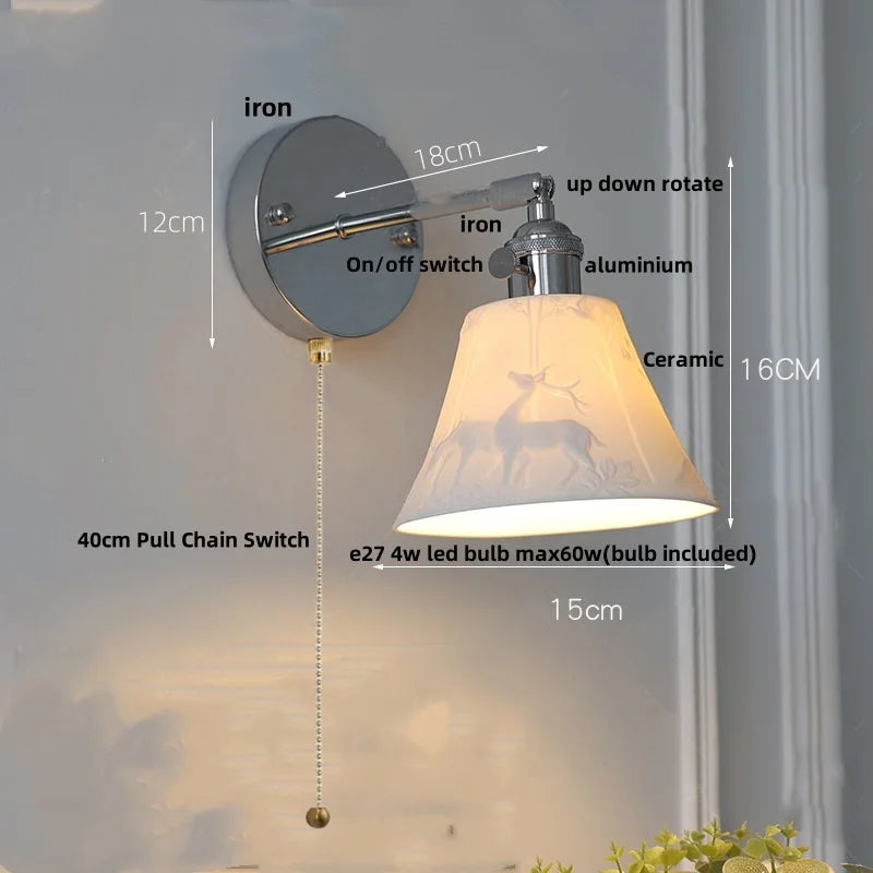 Afralia™ Iron Ceramic LED Wall Light Modern Living Room Sconce Wandlamp