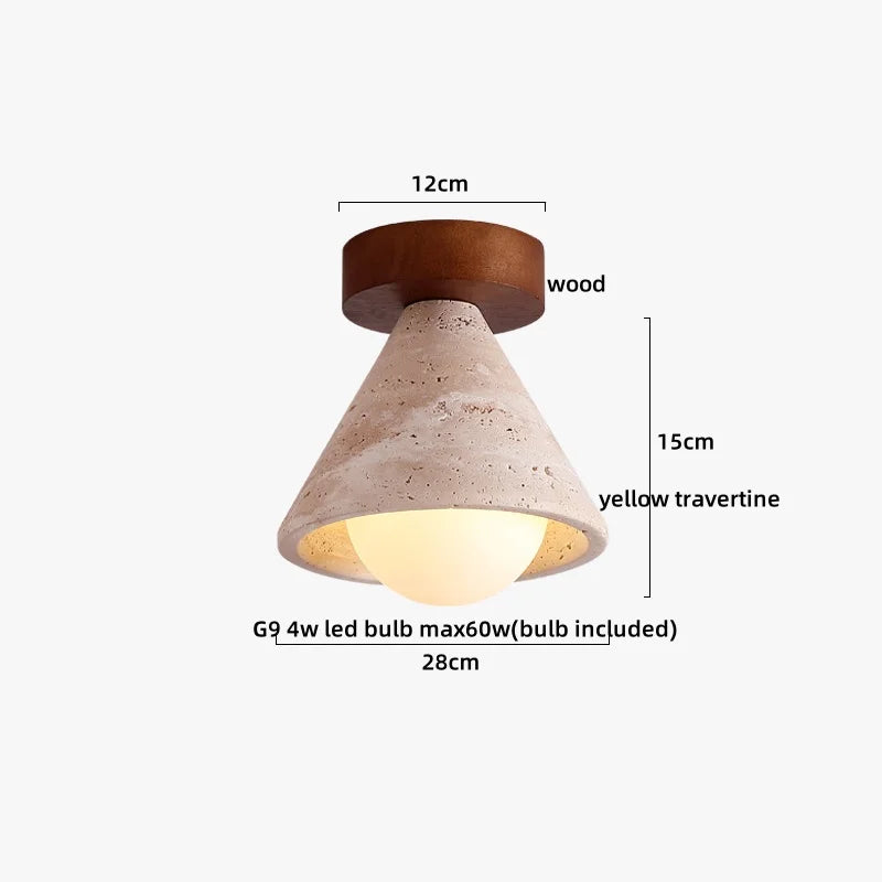 Afralia™ Travertine Wood Canopy LED Ceiling Light - Nordic Modern Ellipse Lamp
