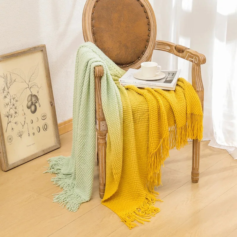 Afralia™ Gradient Pineapple Grid Knit Blanket - All-Season Comfort for Adults & Kids