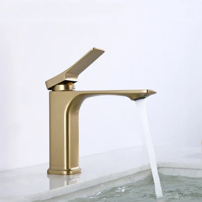Afralia™ Modern Gold Black Basin Faucet Mixer Tap Brass Hot Cold Water Sink Tap