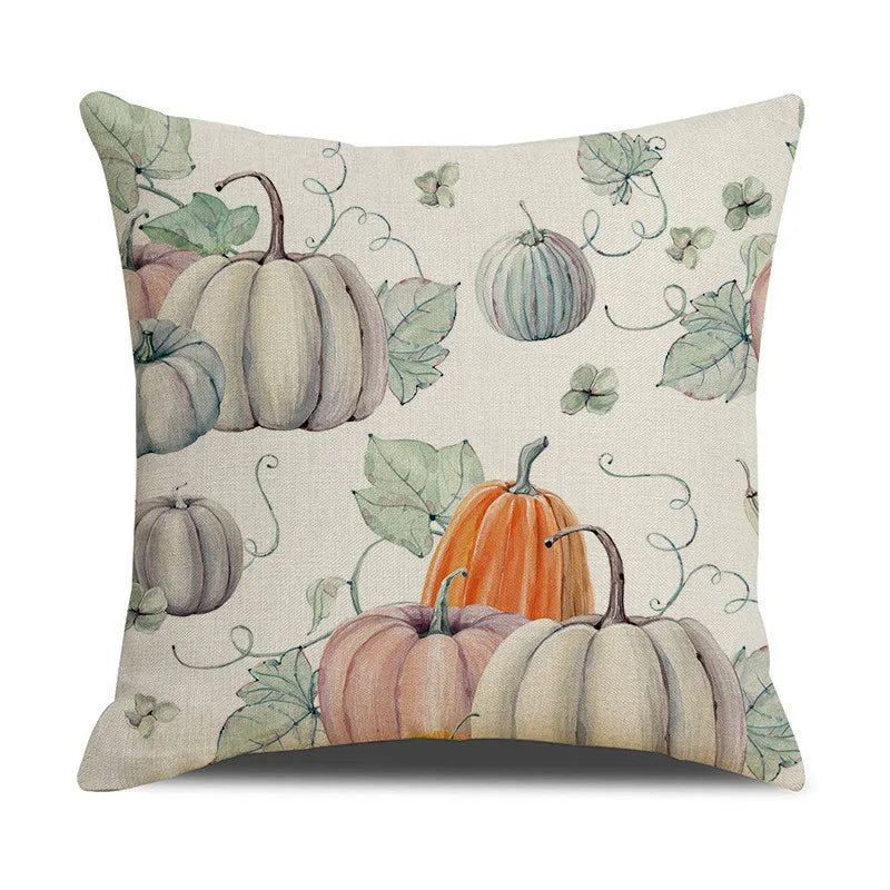 Afralia™ Thanksgiving Pumpkin Pillow Cover, Hello Autumn Decorative Cotton Linen Cushion Case