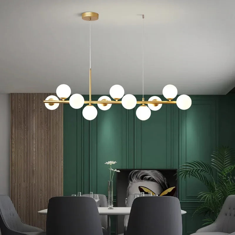 Afralia™ Glass Ball Gold Pendant Light - 11 Heads for Kitchen Living Dining Room