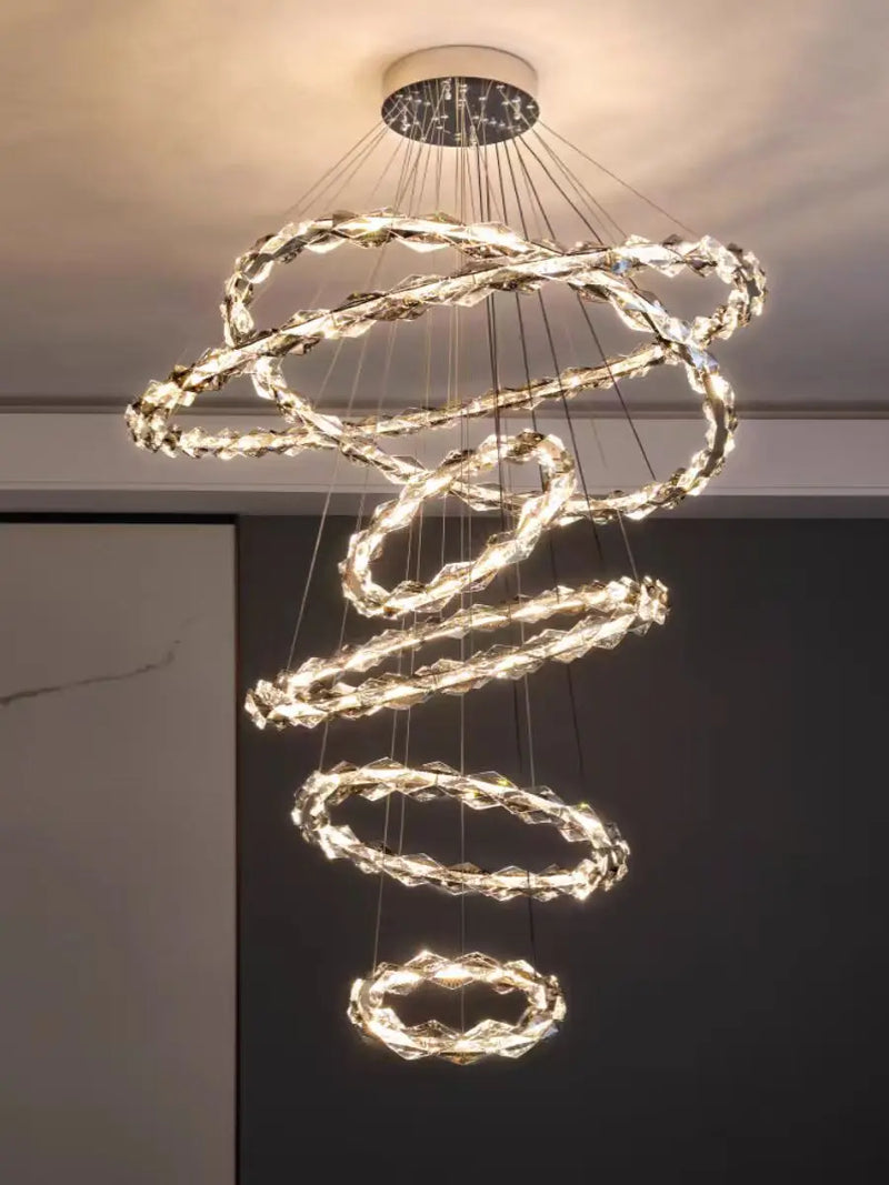 Afralia™ Crystal Ring Chandelier: Modern Dimmable LED Ceiling Fixture