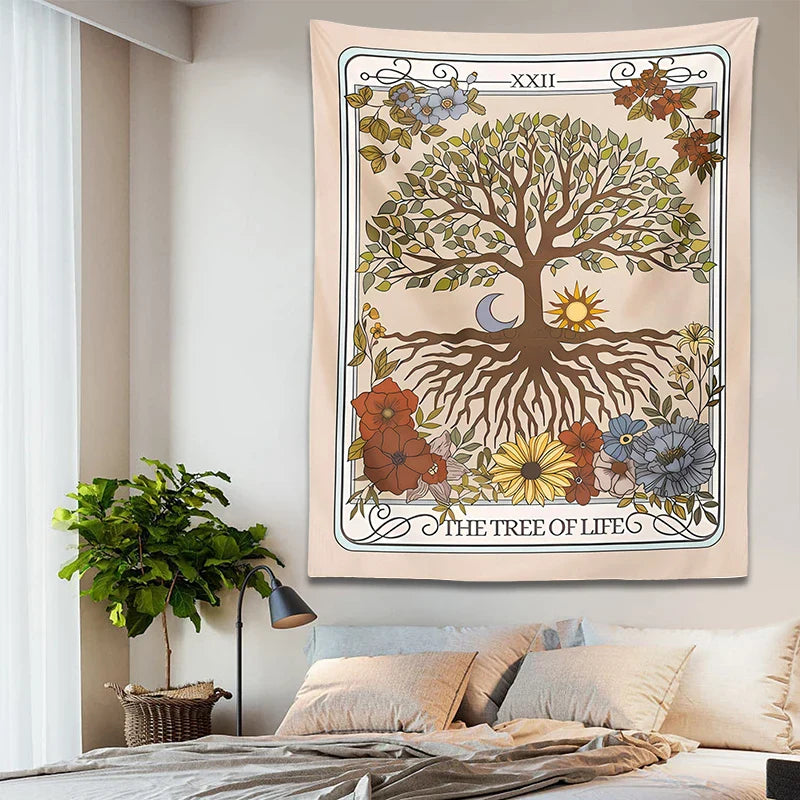 Afralia™ Tree of Life Tarot Tapestry Wall Hanging for Mystical Forest Vibes