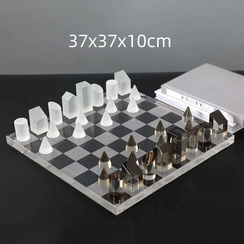 Afralia™ Geometric Crystal Chessboard: Transparent Chess Set Home Decor & Figurines