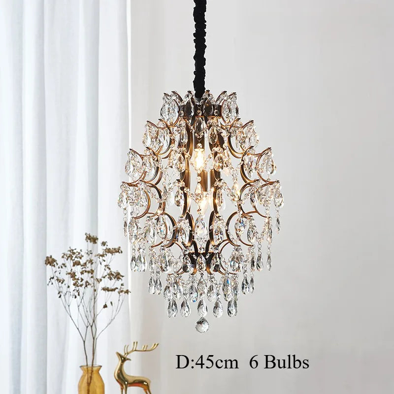 Afralia™ Iron Crystal Chandelier Pendant Light for Modern Home Decor and Coffee Bar