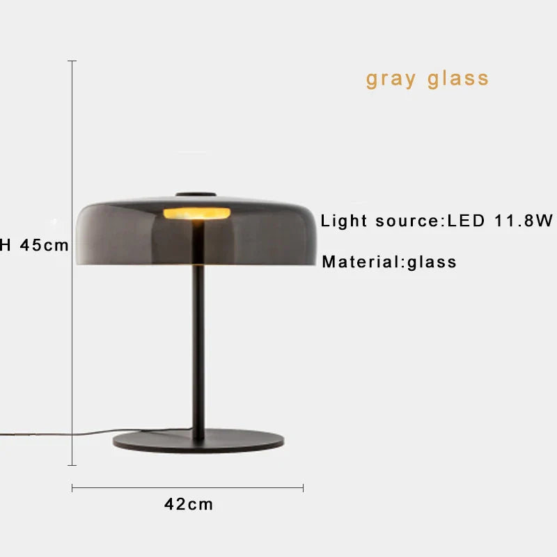 Afralia™ Glass Mushroom Table Lamp Luxury Minimalist Desk Light Nightstand Decor