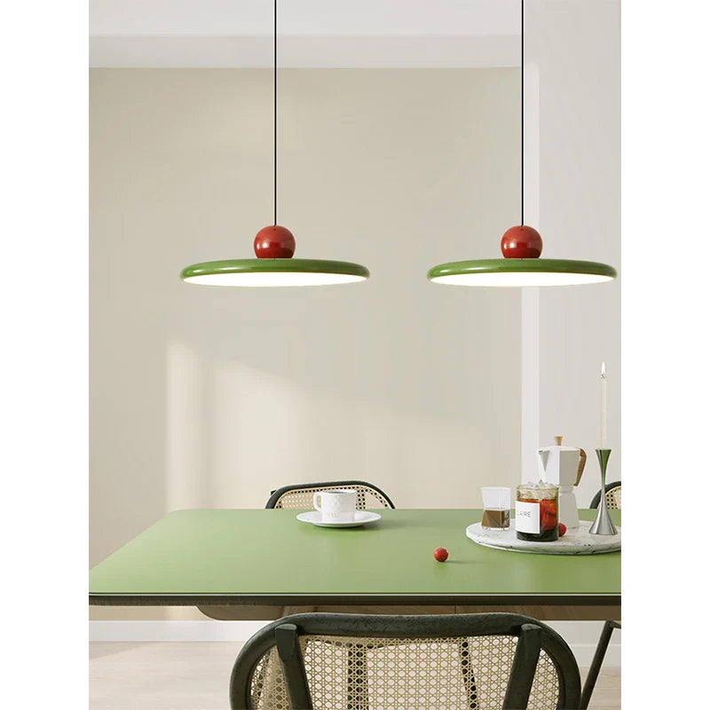 Afralia™ Retro Green Flying Saucer Chandelier for Dining Room, Bedside, Study, Bedroom.