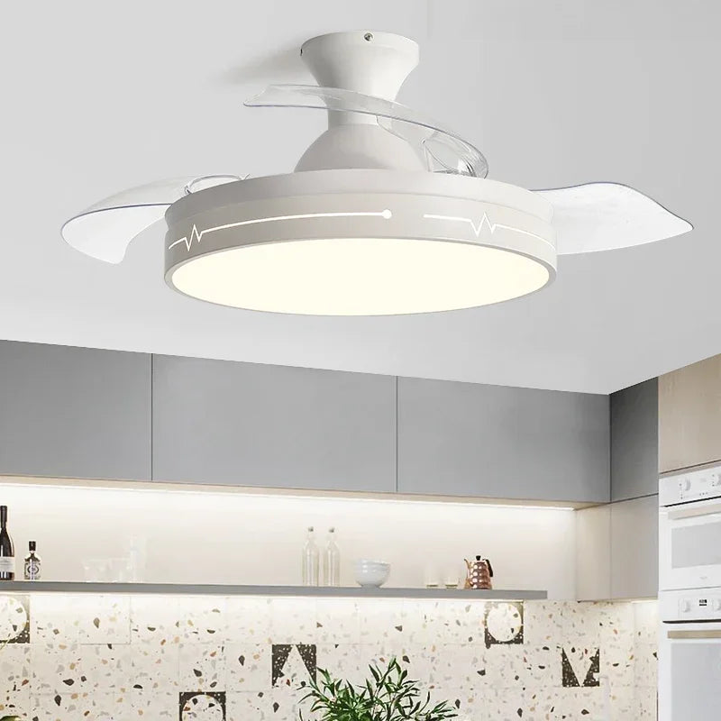 Afralia™ White Ceiling Fan with Hidden Light and Remote Control