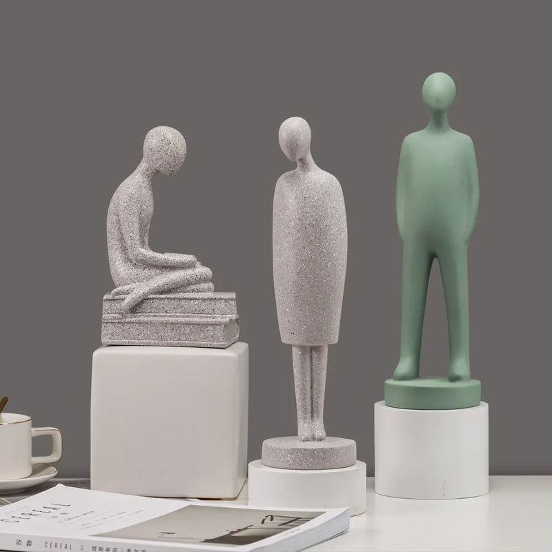 Afralia™ Abstract People Resin Statue Set for Modern Home Decor