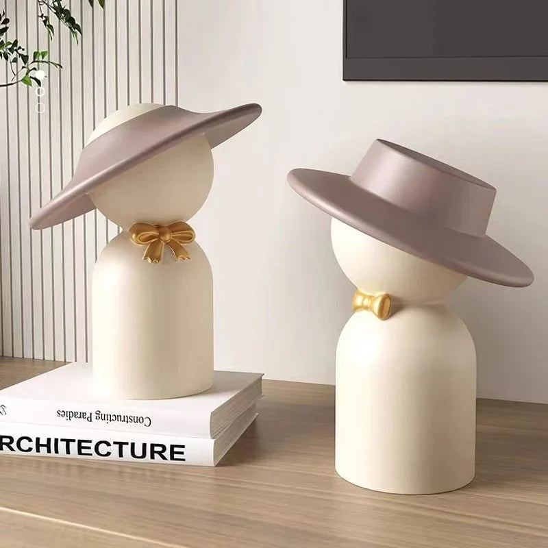 Afralia™ Abstract Couple Bust Sculpture: Modern Decorative White Statue for Stylish Home Decor