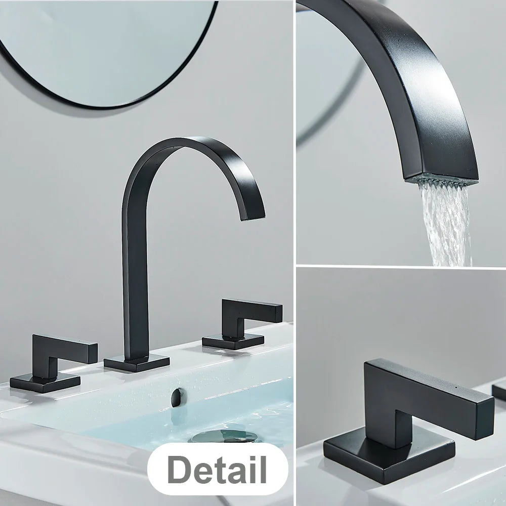 Afralia™ Crystal Handle Gold Bathroom Basin Faucet Three Hole Mixer for Bathtub