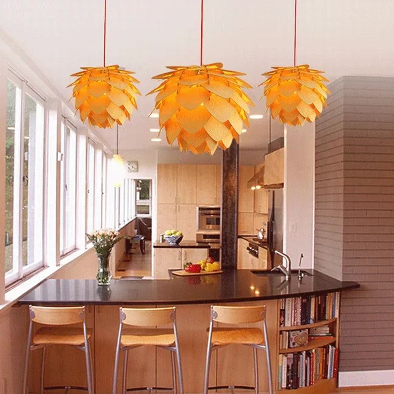 Afralia™ Nordic Pinecone Chandelier DIY Puzzle Pendant Lamp for Kitchen Dining Room Bar