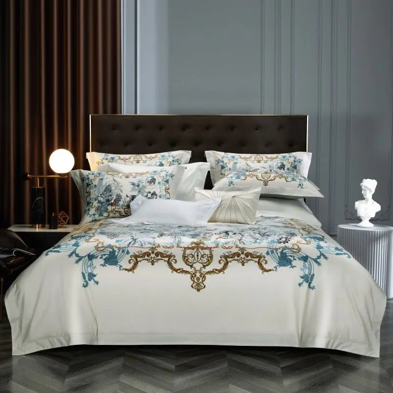 Afralia™ Vintage Printing Luxury Egyptian Cotton Bedding Set