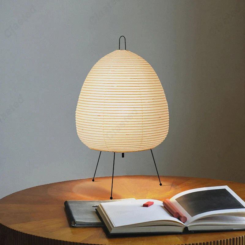 Afralia™ Akari Noguchi Table Lamp: Japanese Design Rice Paper Standing Light for Home & Bar Décor