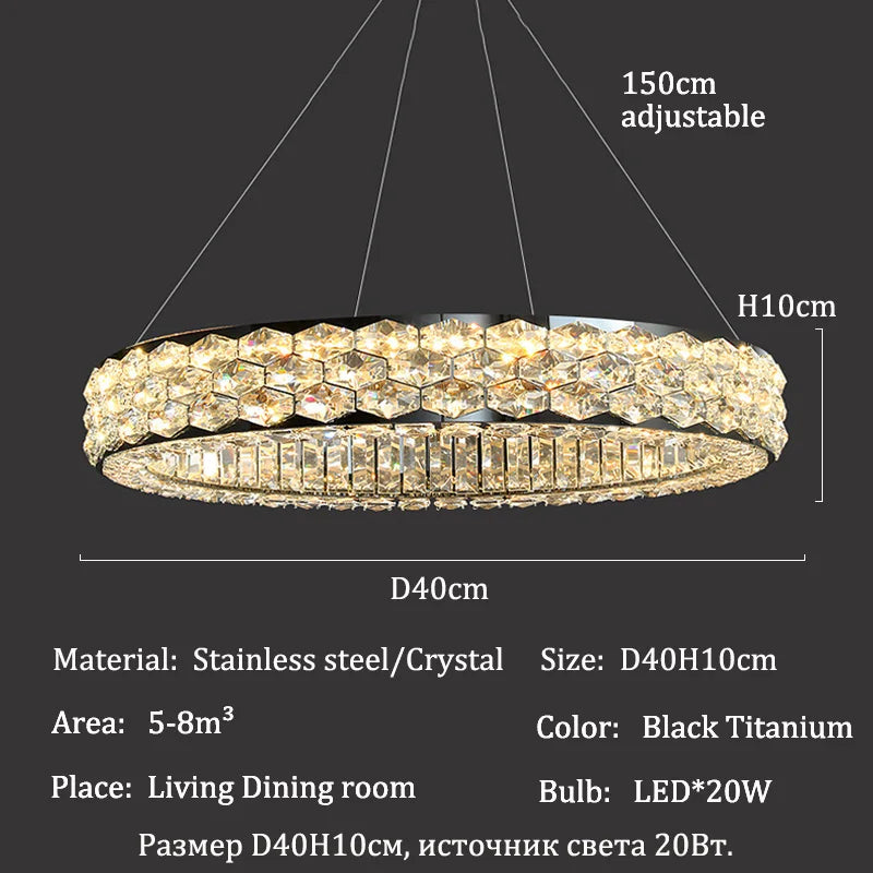 Afralia™ Nordic Crystal LED Pendant Light Chandelier for Luxury Living Room