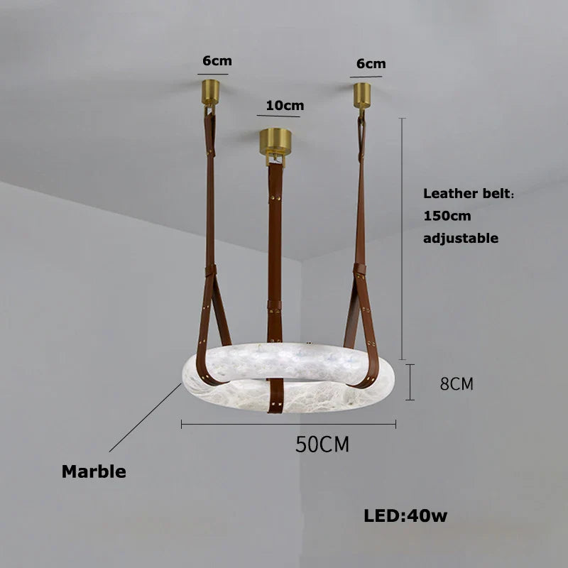 Afralia™ Classic Ring Marble Chandelier Light Brown Pendant for Living Room Bedroom