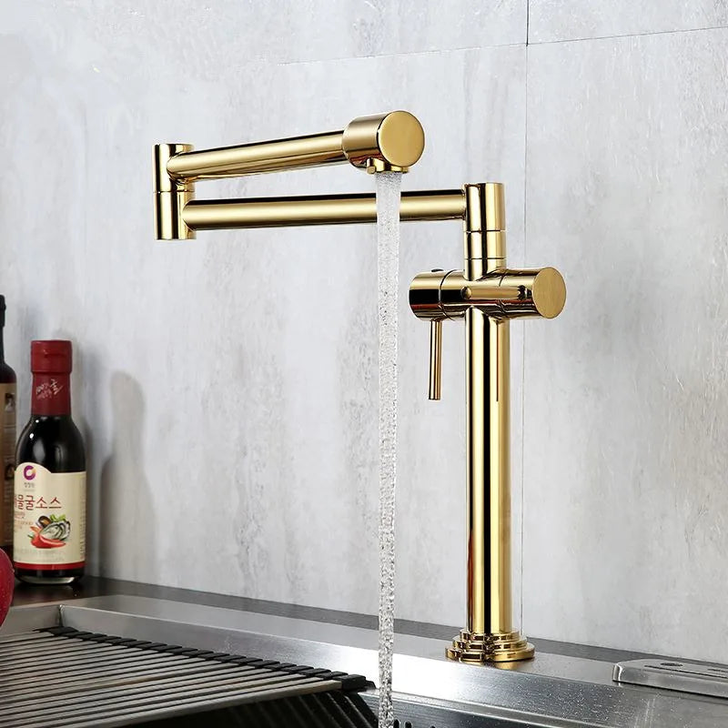 Afralia™ Solid Brass Kitchen Faucet with Rotating Crane for Deck Mounted Sink Mixer