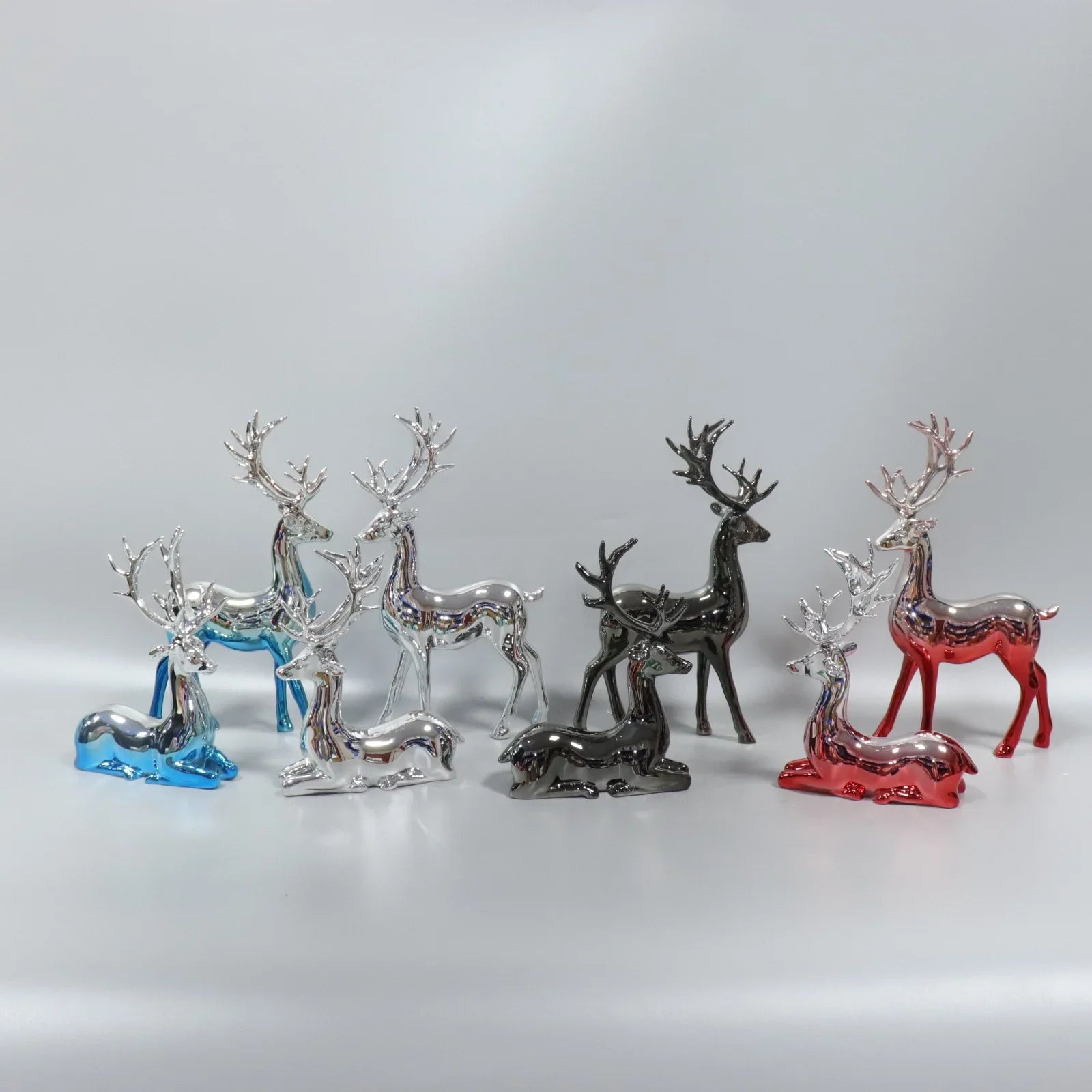 Afralia™ Silver Deer Elk Resin Sculpture Gradient Home Decor Figurines