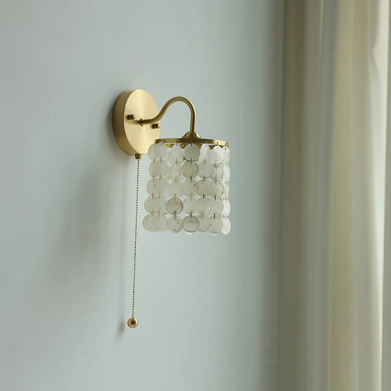Afralia™ Conch Copper LED Wall Light Fixture with Pull Chain Switch