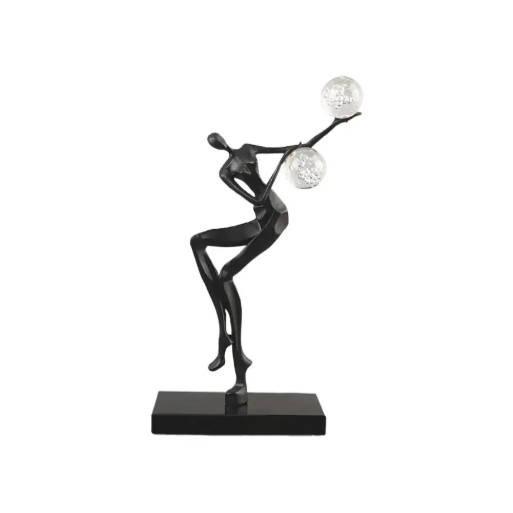 Afralia™ Golden Man Dancing Crystal Ball Acrobatic Sculpture Figure for Home Decor