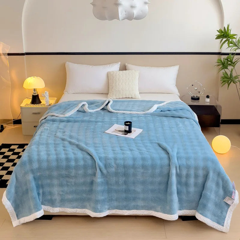 Afralia™ Imitation Rabbit Velvet Warm Blanket: Soft Fluffy Coral Fleece Lap Sofa Throw Blanket