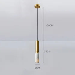 Afralia™ Long Tube Marble Ceiling Chandelier LED Pendant Light