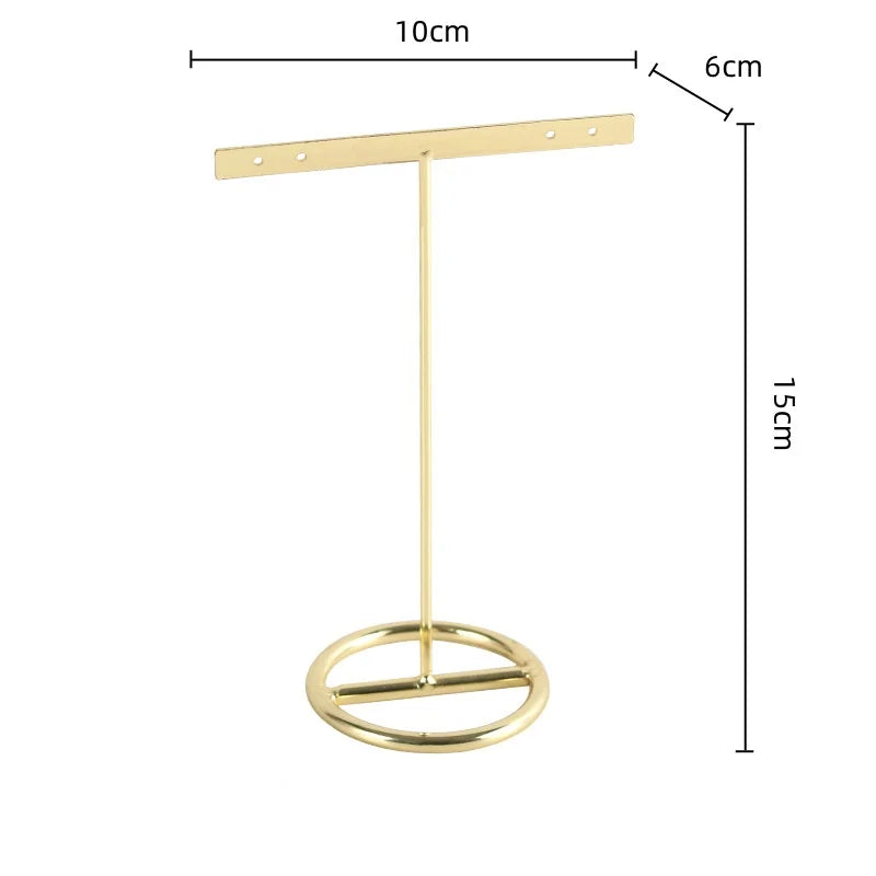 Afralia™ Golden Geometric Jewelry Display Rack - Desktop Storage & Home Decoration