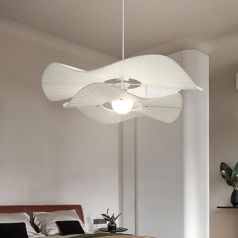 Afralia™ Pleated Fabric Pendant Lights E27 White Chandelier - Nordic 2 Layer Design