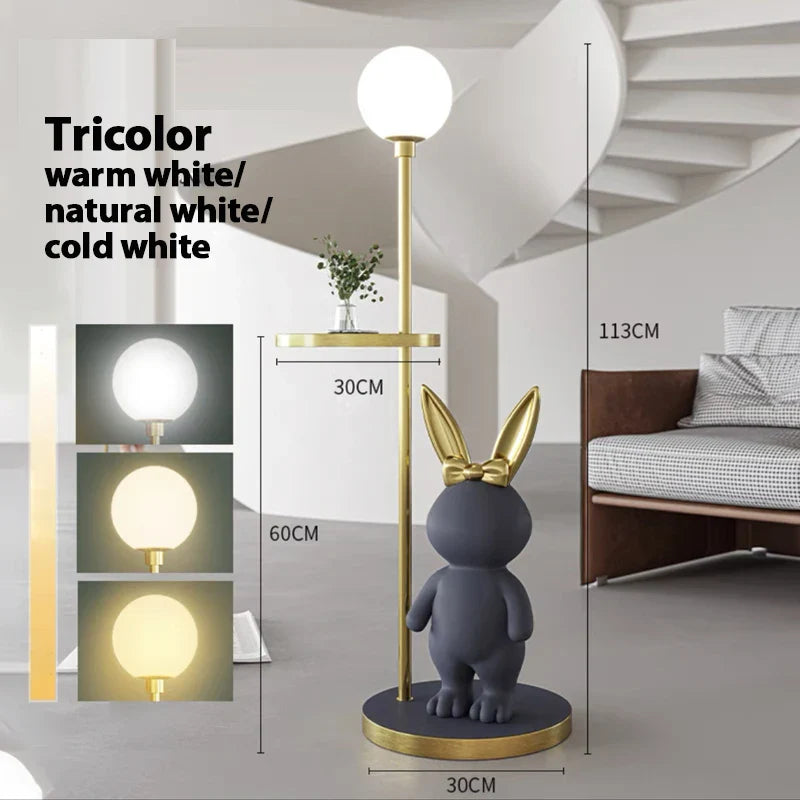 Afralia™ Rabbit LED Floor Lamp for Kids Room Nordic Modern Style