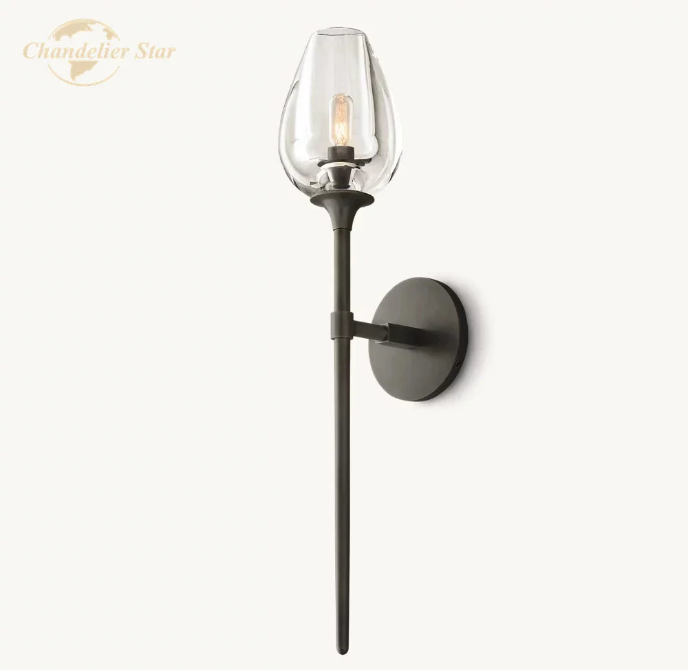 Afralia™ LED Tulip Glass Wall Sconce Indoor Lighting Fixture for Bedroom & Living Room