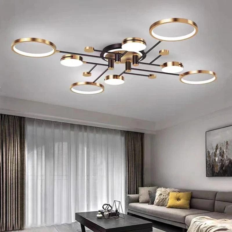 Afralia™ Gold/Black Pendant Light Chandelier for Living Room Dining Bedroom - Modern Nordic Ceiling Lamps