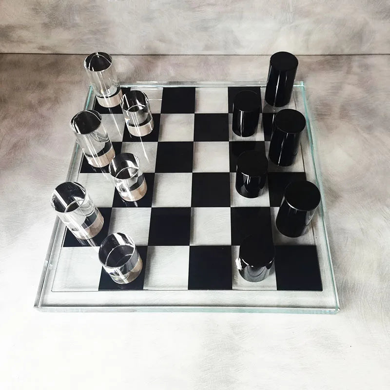 Afralia™ Geometric Crystal Chessboard: Transparent Chess Set Home Decor & Figurines