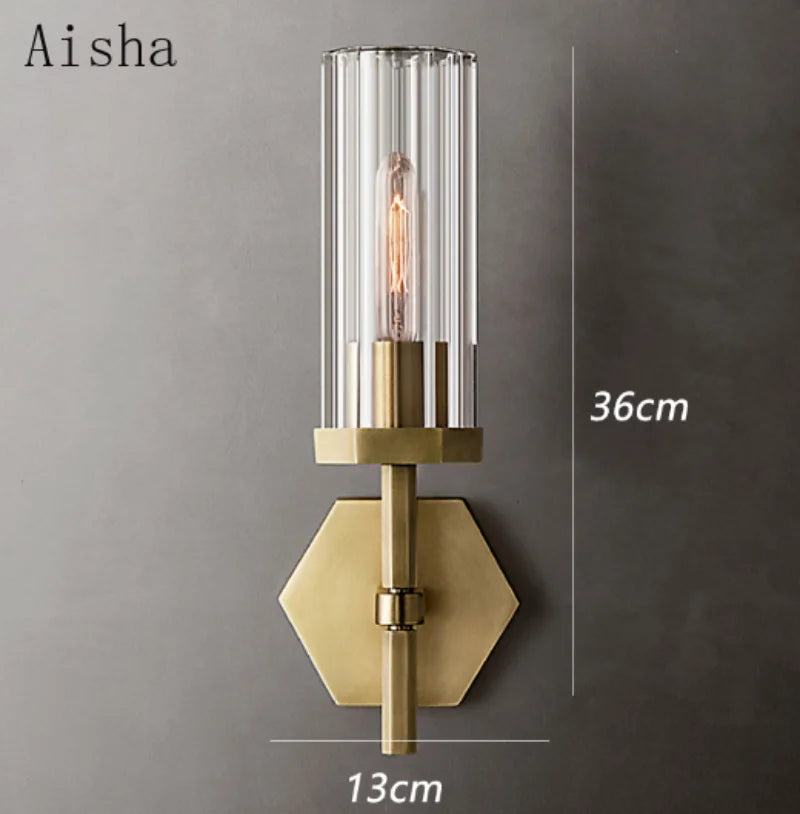 Afralia™ Crystal Shades Gold/Black Metal Wall Sconces - Elegant Edison Wall Mounted Lights