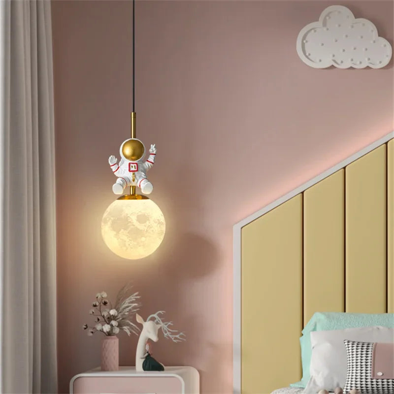 Afralia™ Astronaut Chandelier: Personalized Children's Room Decor Lighting for Warm Atmosphere