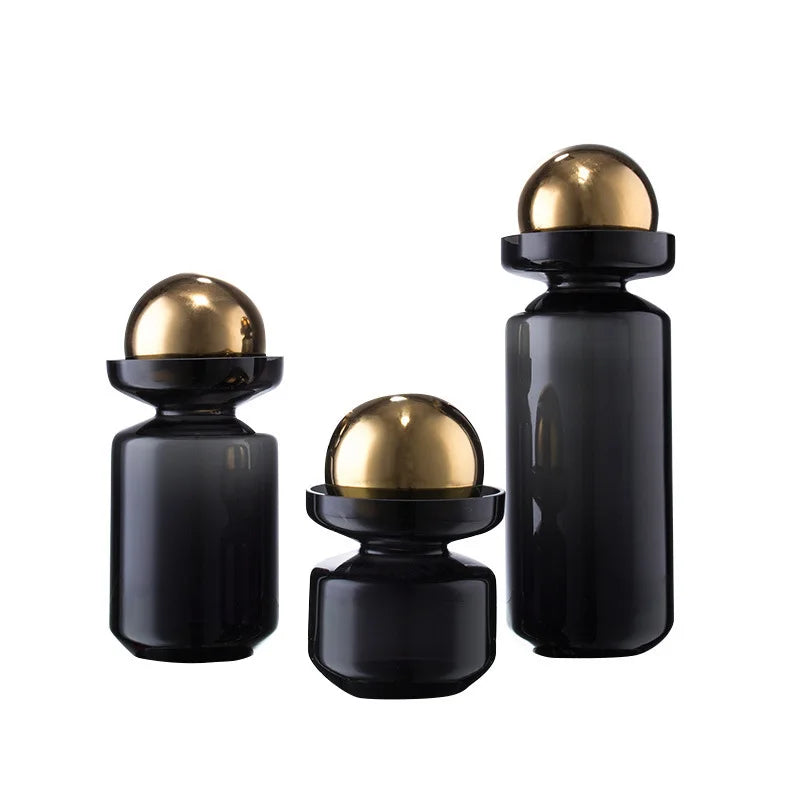 Afralia™ Spherical Glass Vase with Golden Ball for Stylish Flower Arrangements