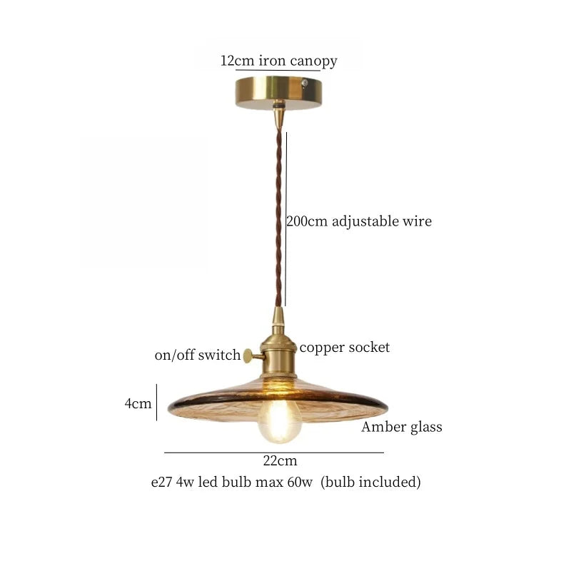 Afralia™ Glass LED Hanging Lamp | Minimalist Copper Pendant Light