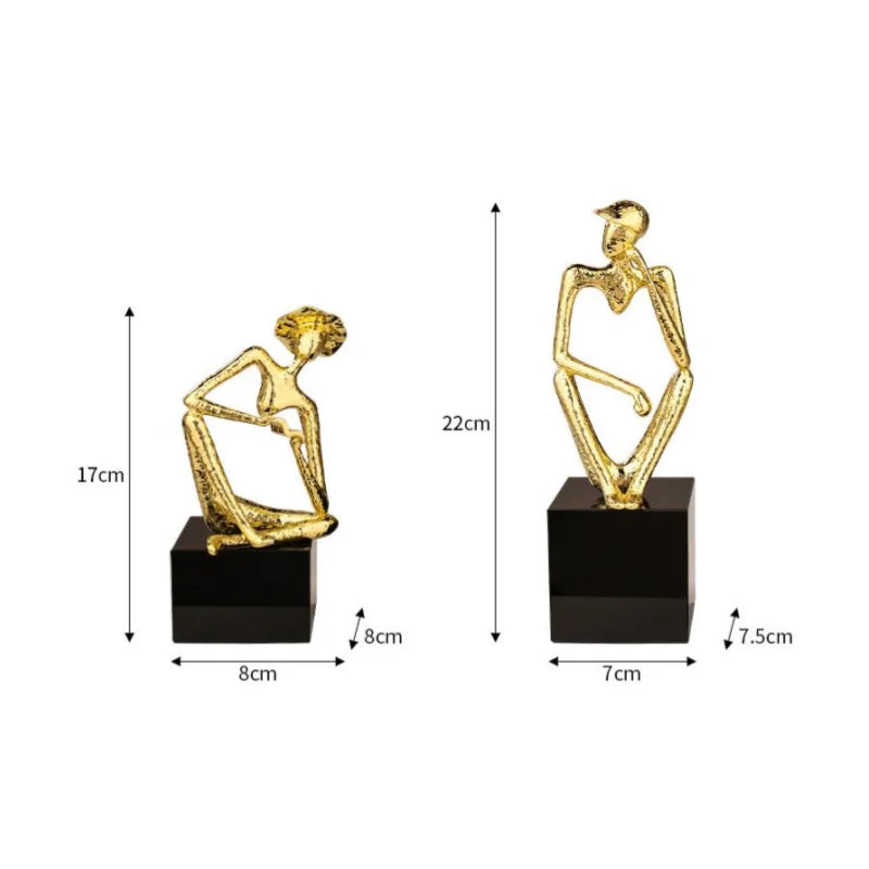 Afralia™ Golden Hat Thinker Figure Sculpture for Home Decor